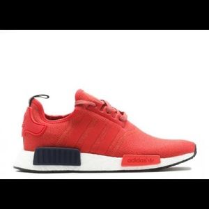 Adidas NMD R1 Collegiate Vivid Red Navy Blue Sneakers Exclusive Color Way!